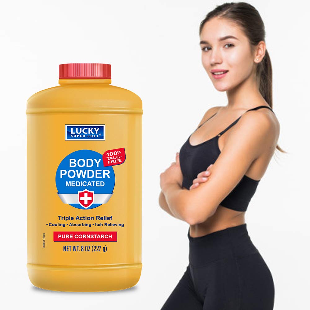 Lucky Super Soft Poudre corporelle rafraichissante, absorption efficace et confort immédiat.