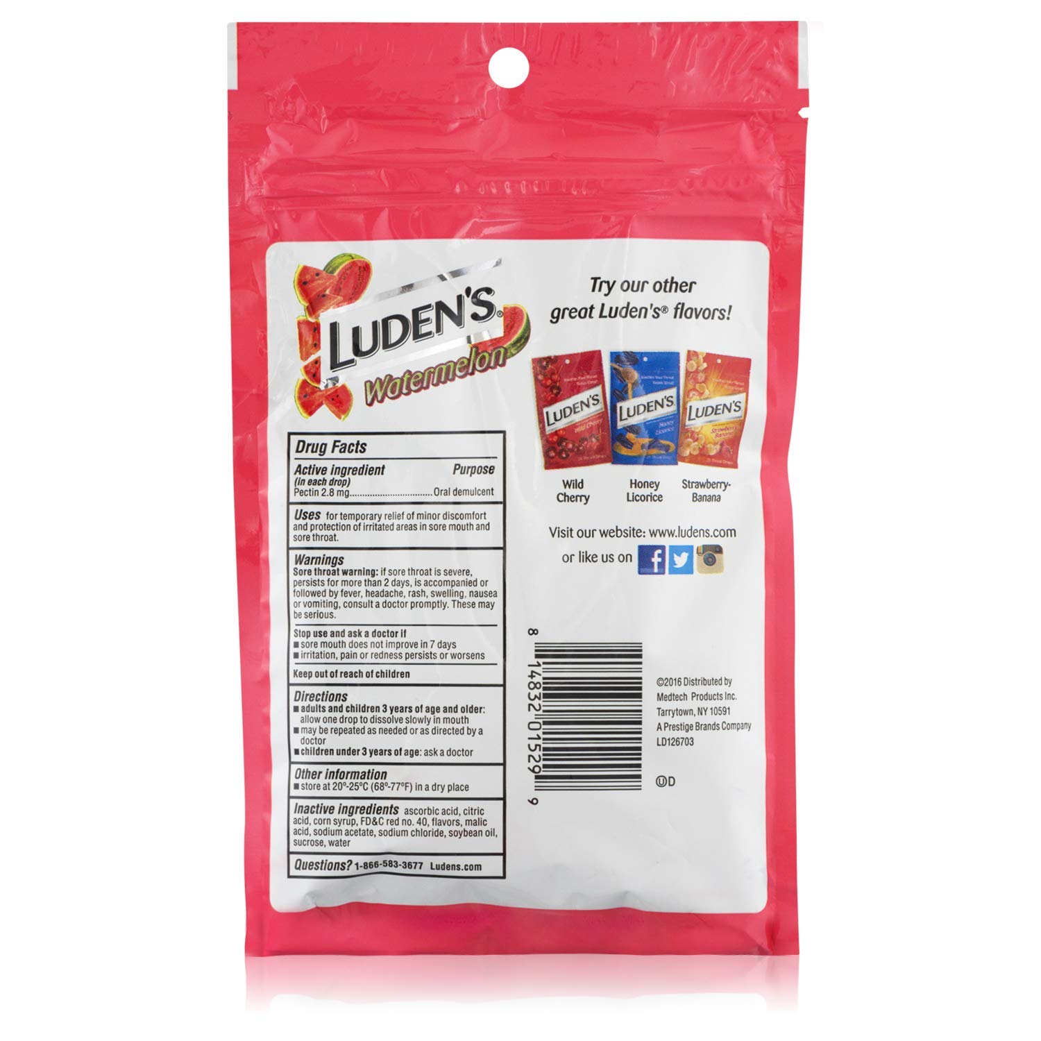 Emballage Ludens 25 pastilles : pratique à emporter partout.