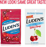 Lot de 12 paquets Ludens cerise sauvage sans sucre, solution pratique pour la gorge.