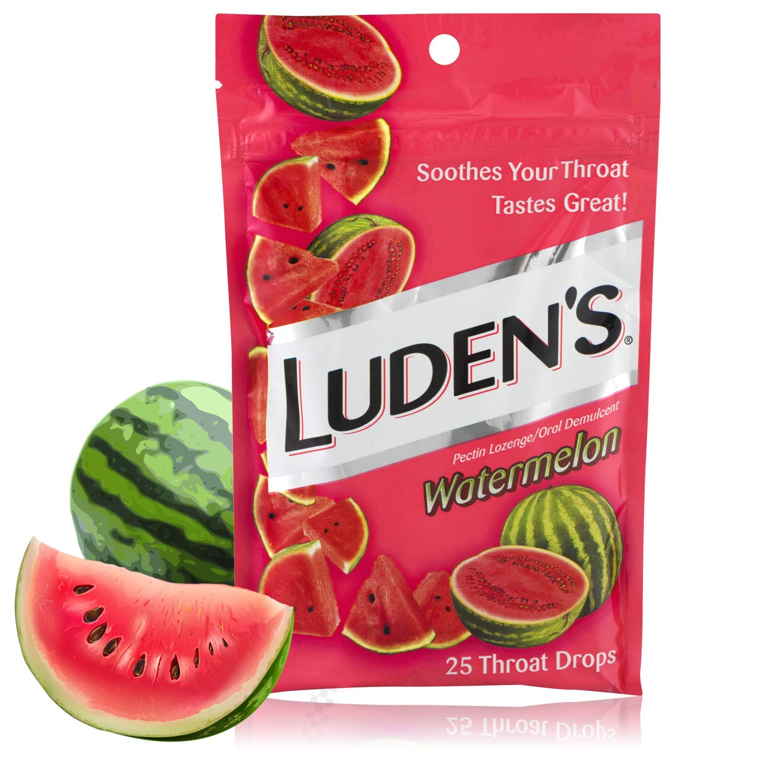 Goût pastèque Ludens et effet démulcent léger pour la gorge.