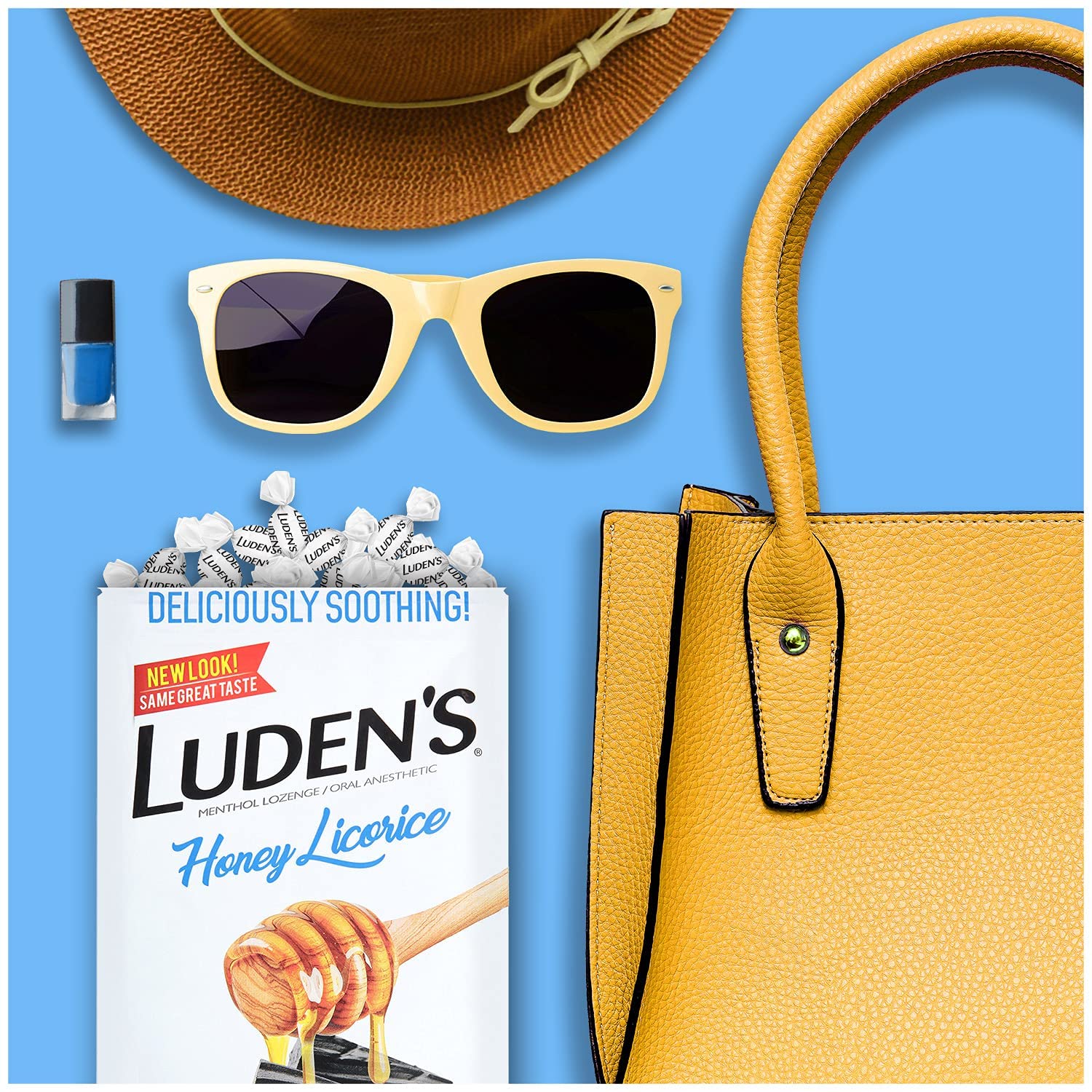 Pastilles Ludens miel reglisse forme douce et facile à prendre.