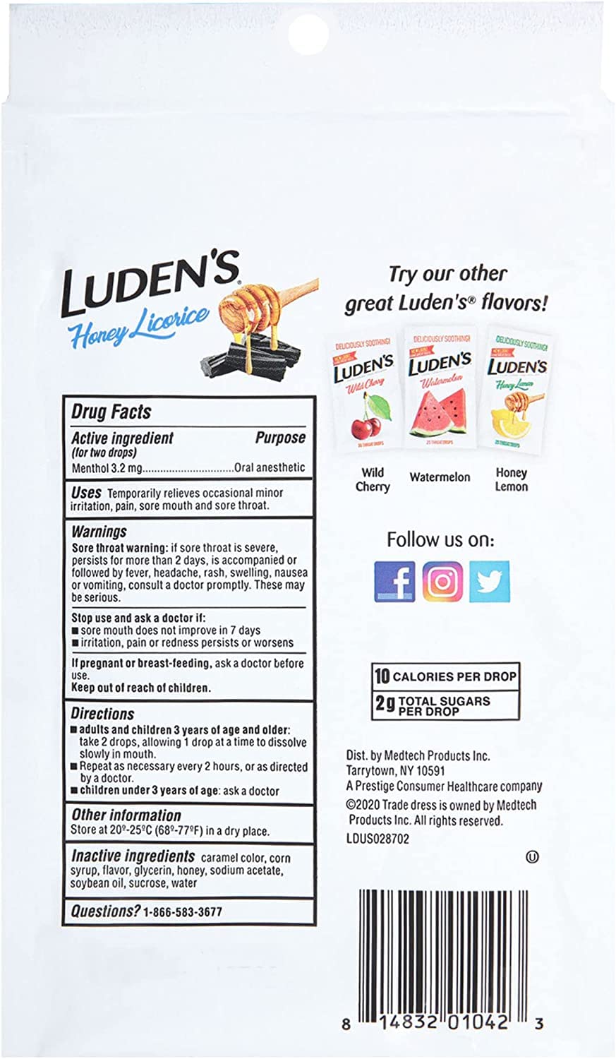 Pastilles Ludens miel reglisse goût agréable pour une pause gourmande.