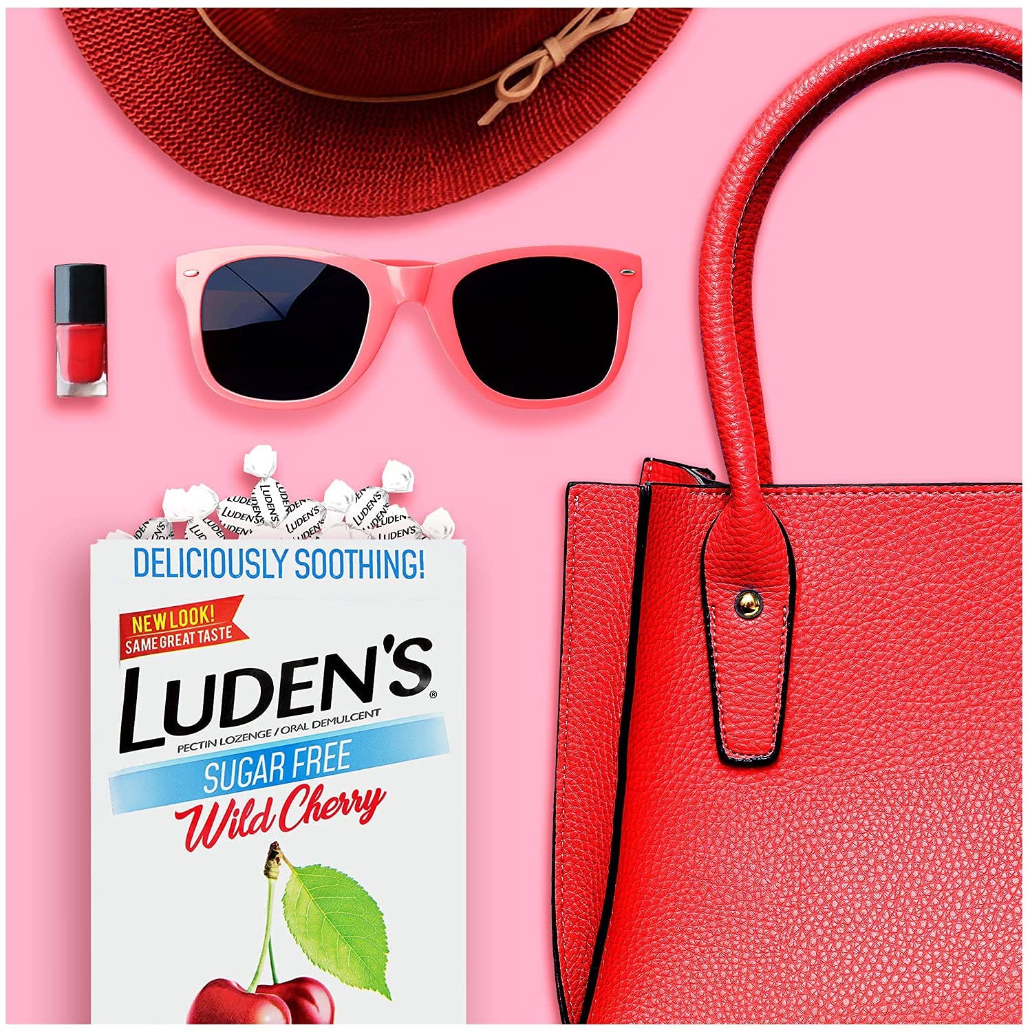 Ingrédient pectine 2,8 mg dans Ludens cerise sans sucre, démulcent naturel.
