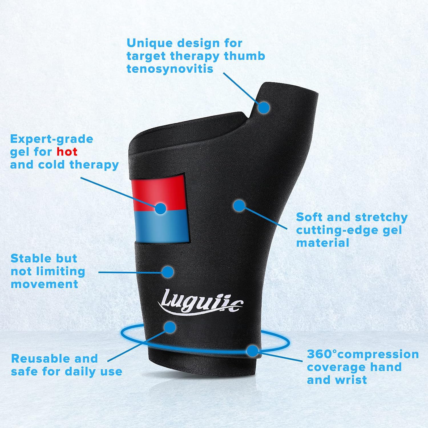 Luguiic glace-poignet 360 degrés, couverture complète pour les activités quotidiennes.
