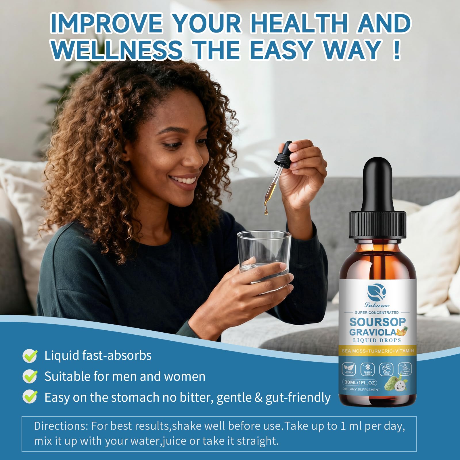 Lukaree Extrait Graviola: dosage goutte à goutte facile.