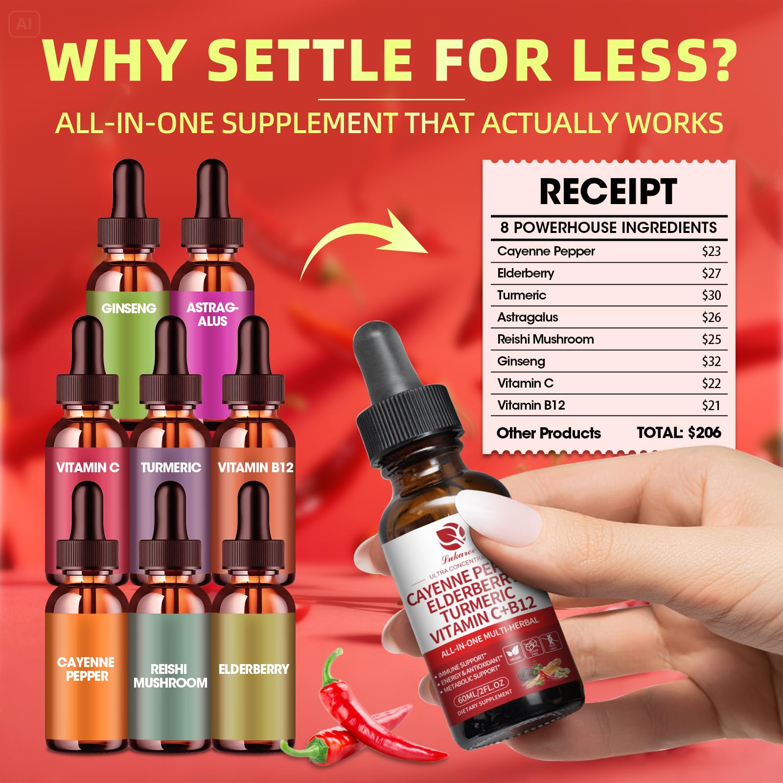 Lukaree extrait de reishi en bouteille, protection cellulaire potentielle.