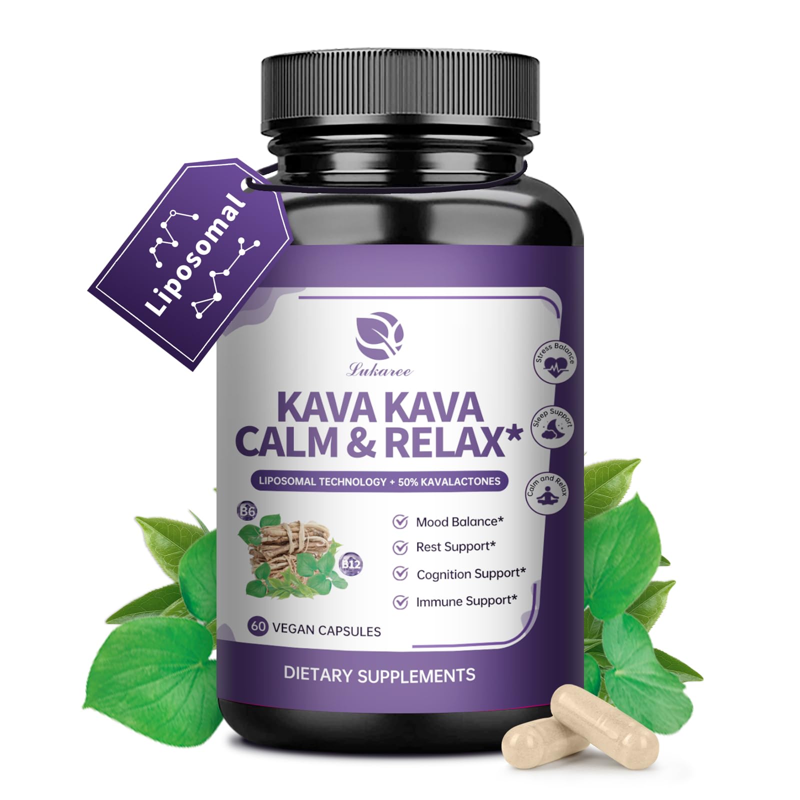 Gélules Lukaree Kava liposomales pour absorption rapide et efficace.