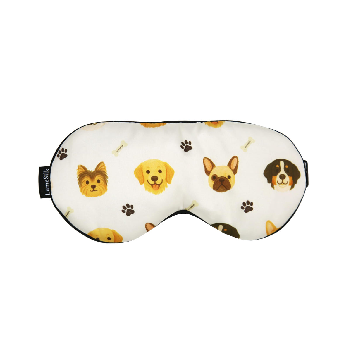 Masque LumeSilk avec impression chiens multiples, douceur soyeuse pour la peau délicate