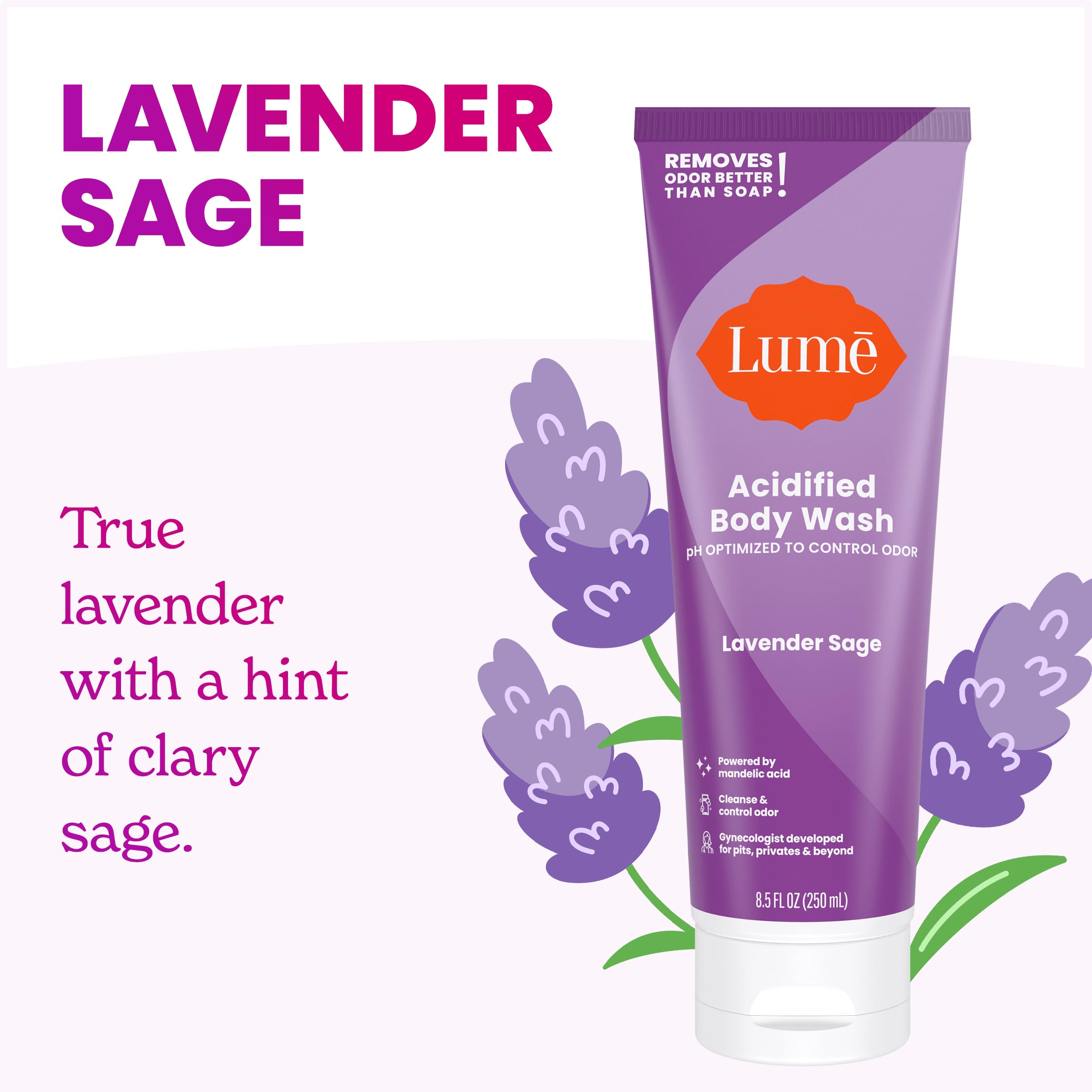 Lume Bain Acide Lavande-Sauge - application mousse légère pour une douche rapide