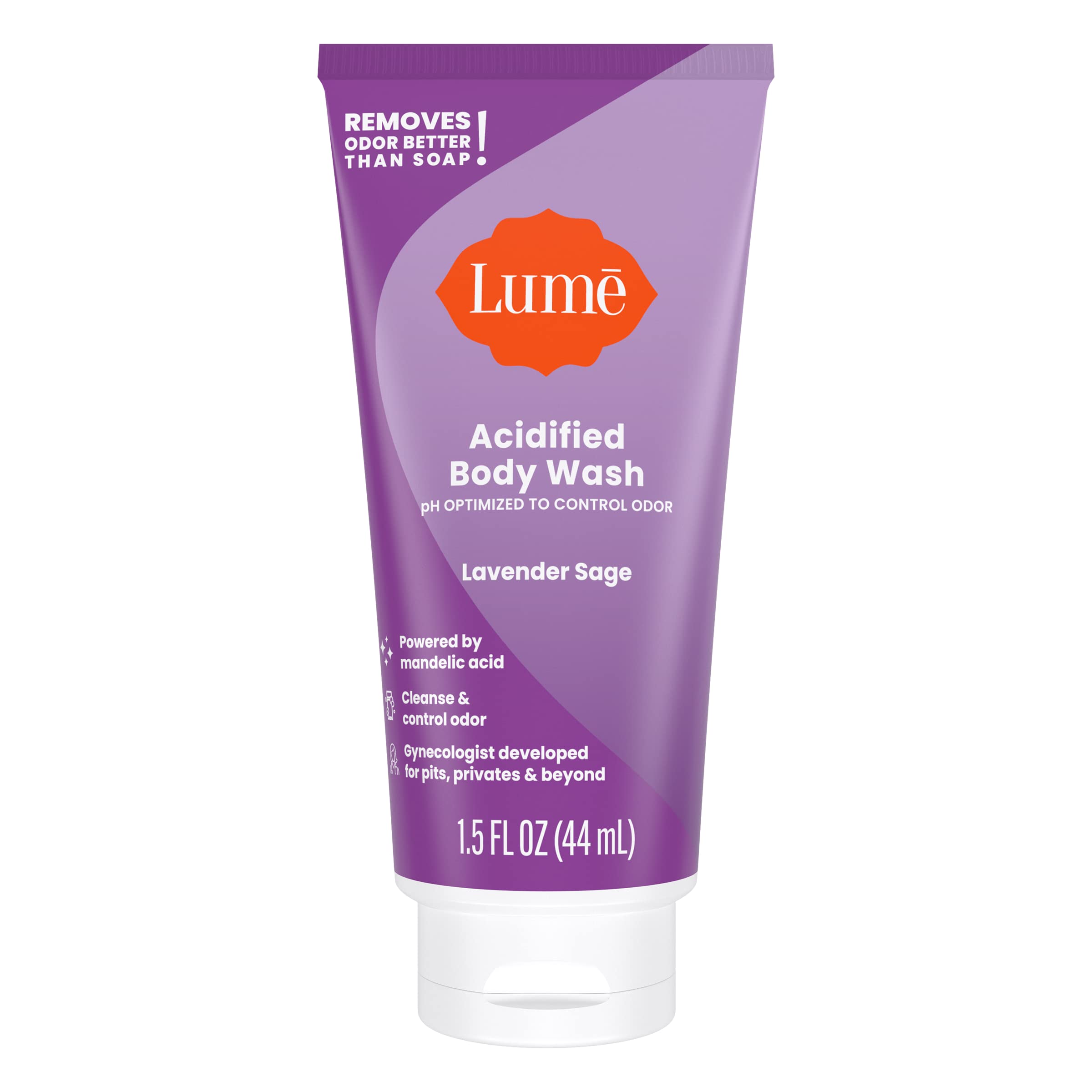 Expérience douche mini Lume, texture mousse riche et hydratation douce.