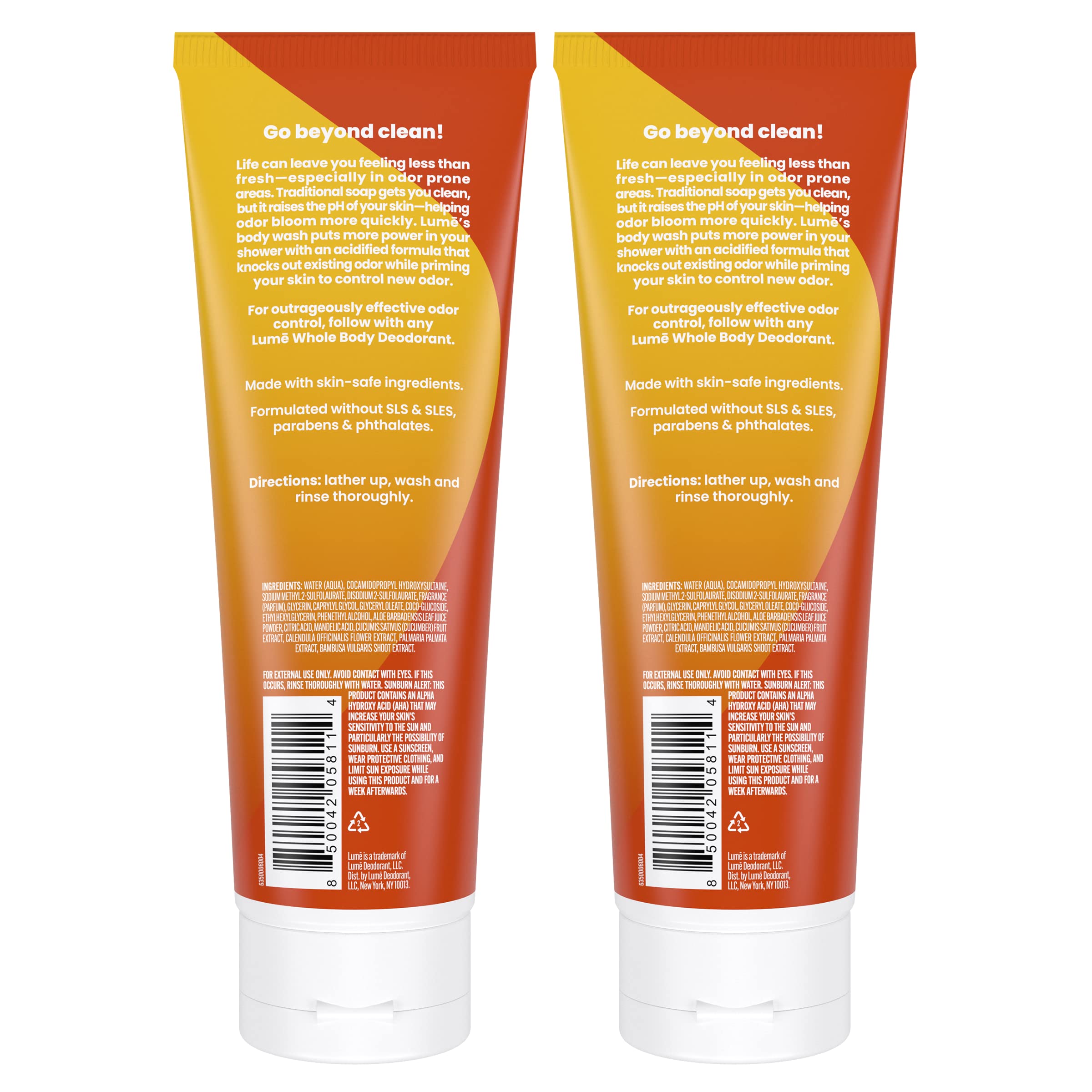 Lume gel douche acidifié, pompe facile pour application fluide.