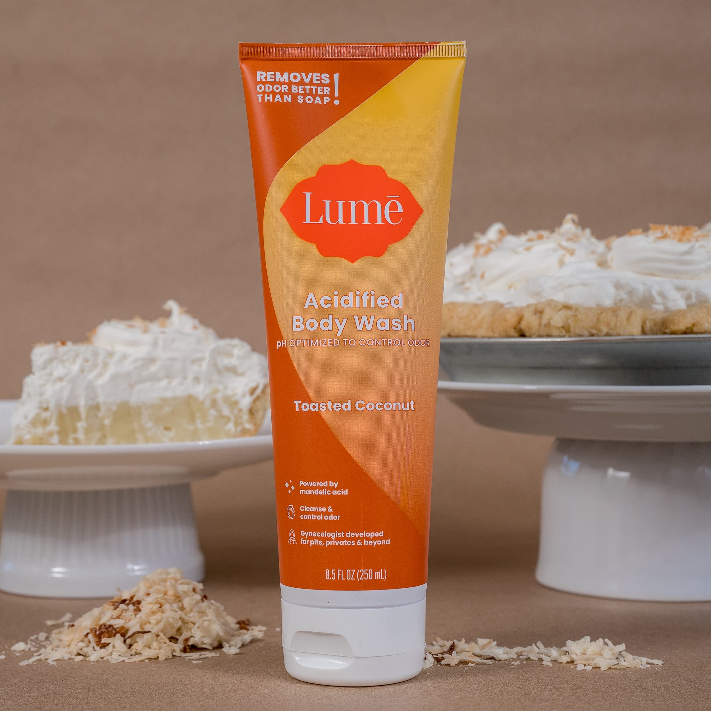 Lume Gel Douche Acidifié, parfum coco toasté, expérience sensorielle agréable.