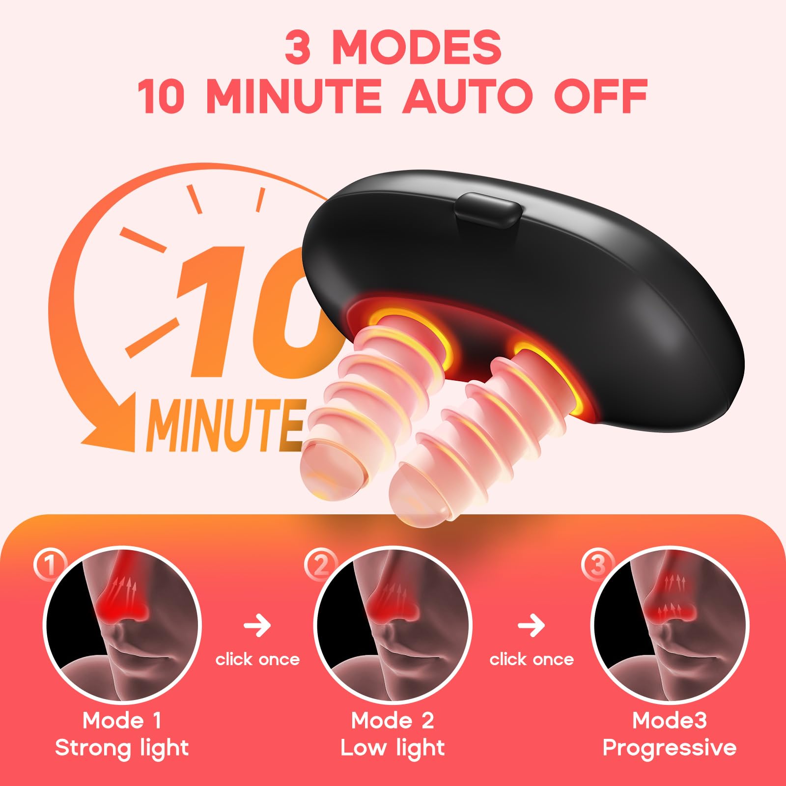 Lumière rouge pour nez, poids 128 g pour le déplacement.
