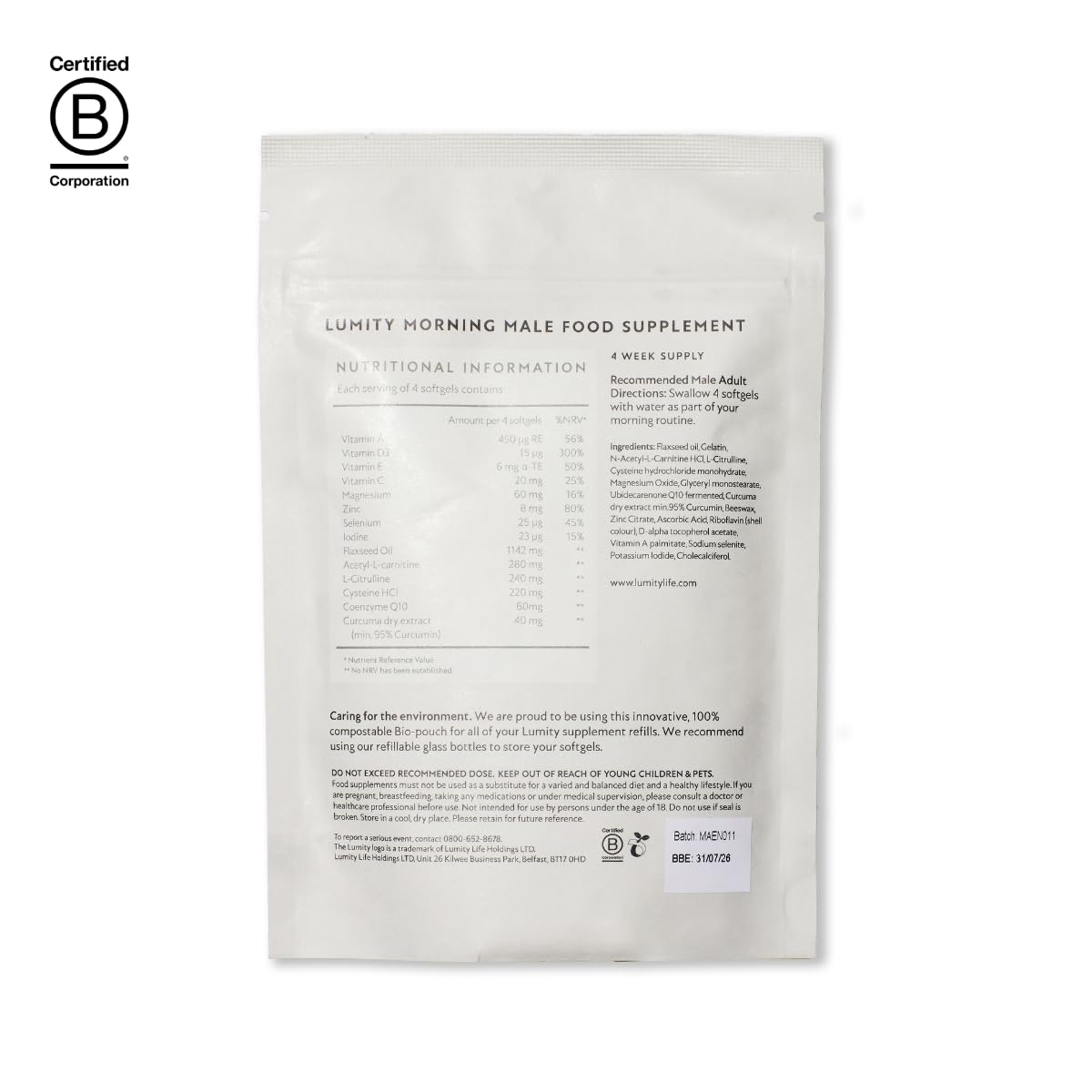 Lumity ingrédients-naturels, formulation sans additifs artificiels.