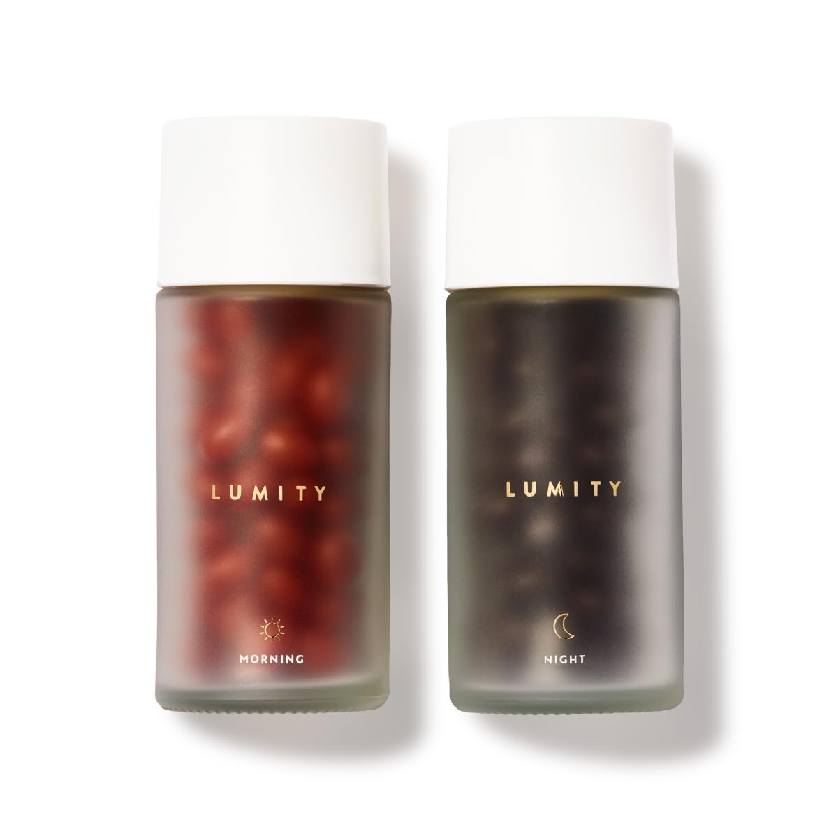 Lumity flacon-packshot montrant le packaging compact pour la routine matinale et nocturne