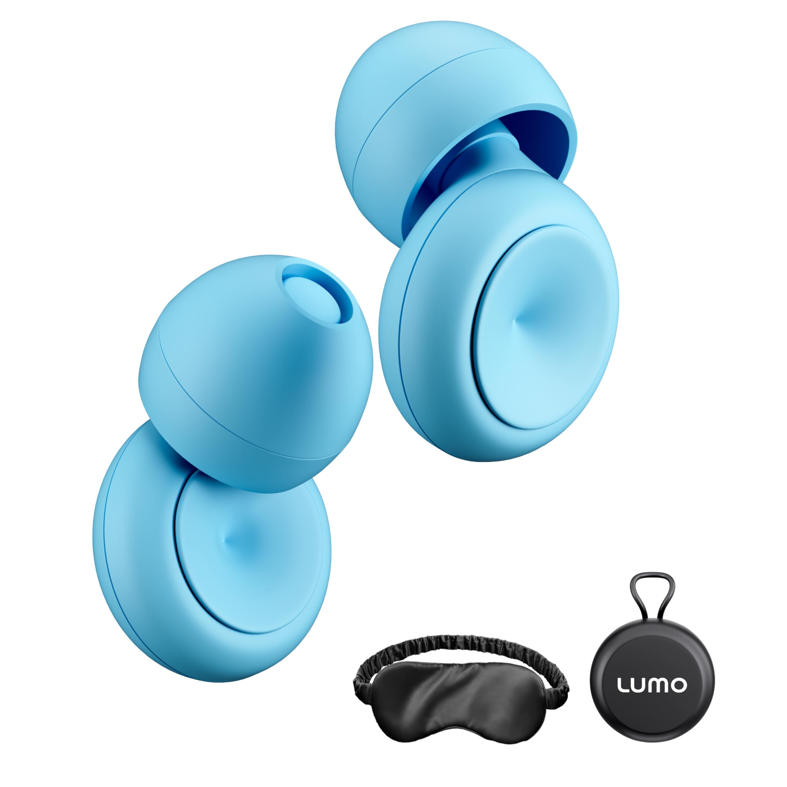Bouchons d'oreille Lumo, réduction de bruit 28dB pour un sommeil paisible et calme.