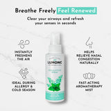 Lumonc Eucalyptus Spray, application sur la main pour inhalation rapide.