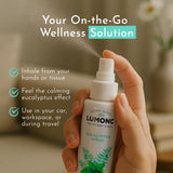 Lumonc Eucalyptus Spray, diffusion sur tissu pour une fragrance légère.