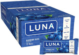 Barre LUNA Bar myrtille en emballage, collation pratique sans gluten.