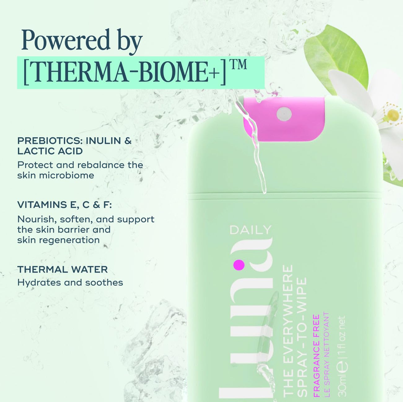 Lingette écologique Luna Daily créée avec un spray efficace.