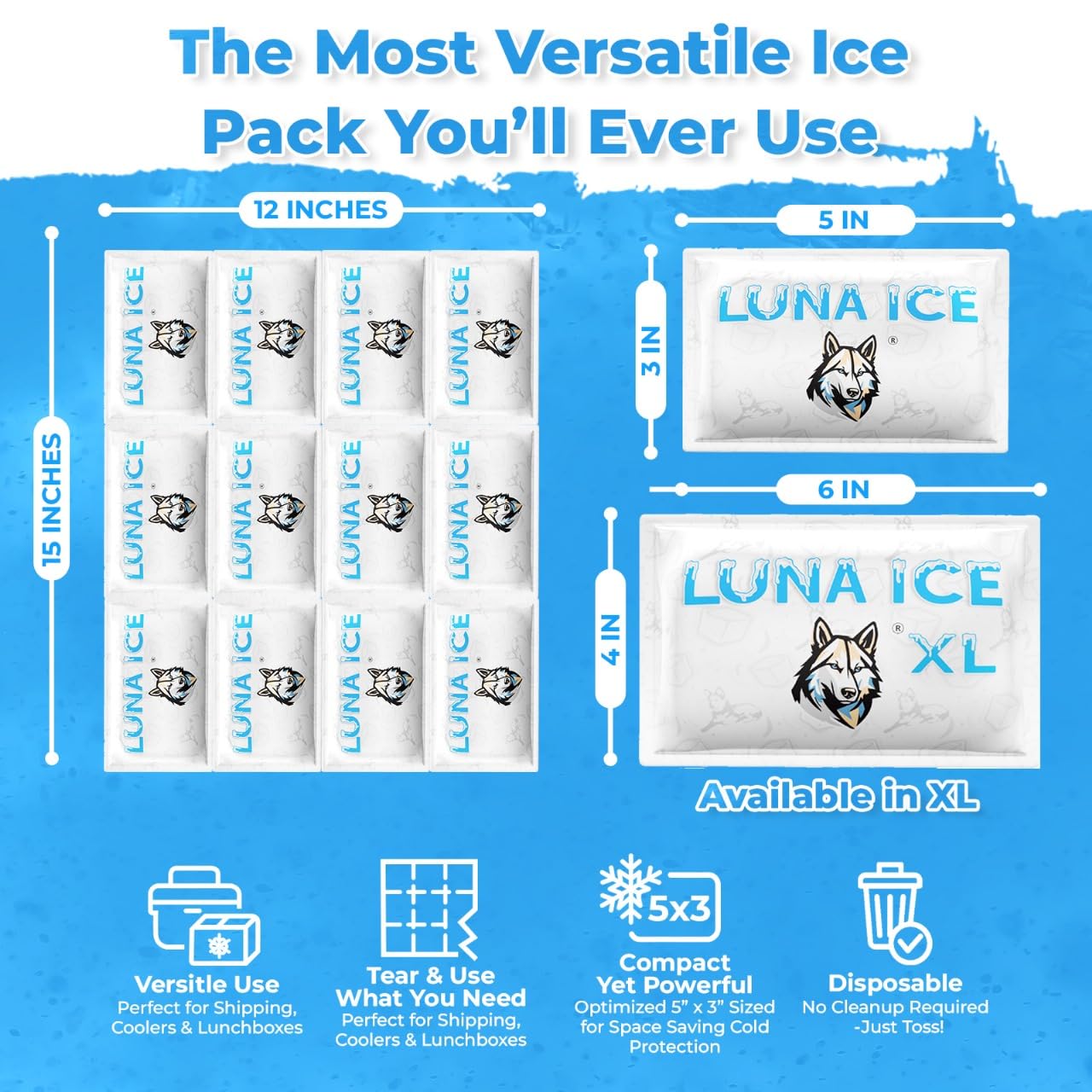 Luna Ice briques gel minces, faciles à ranger et durables