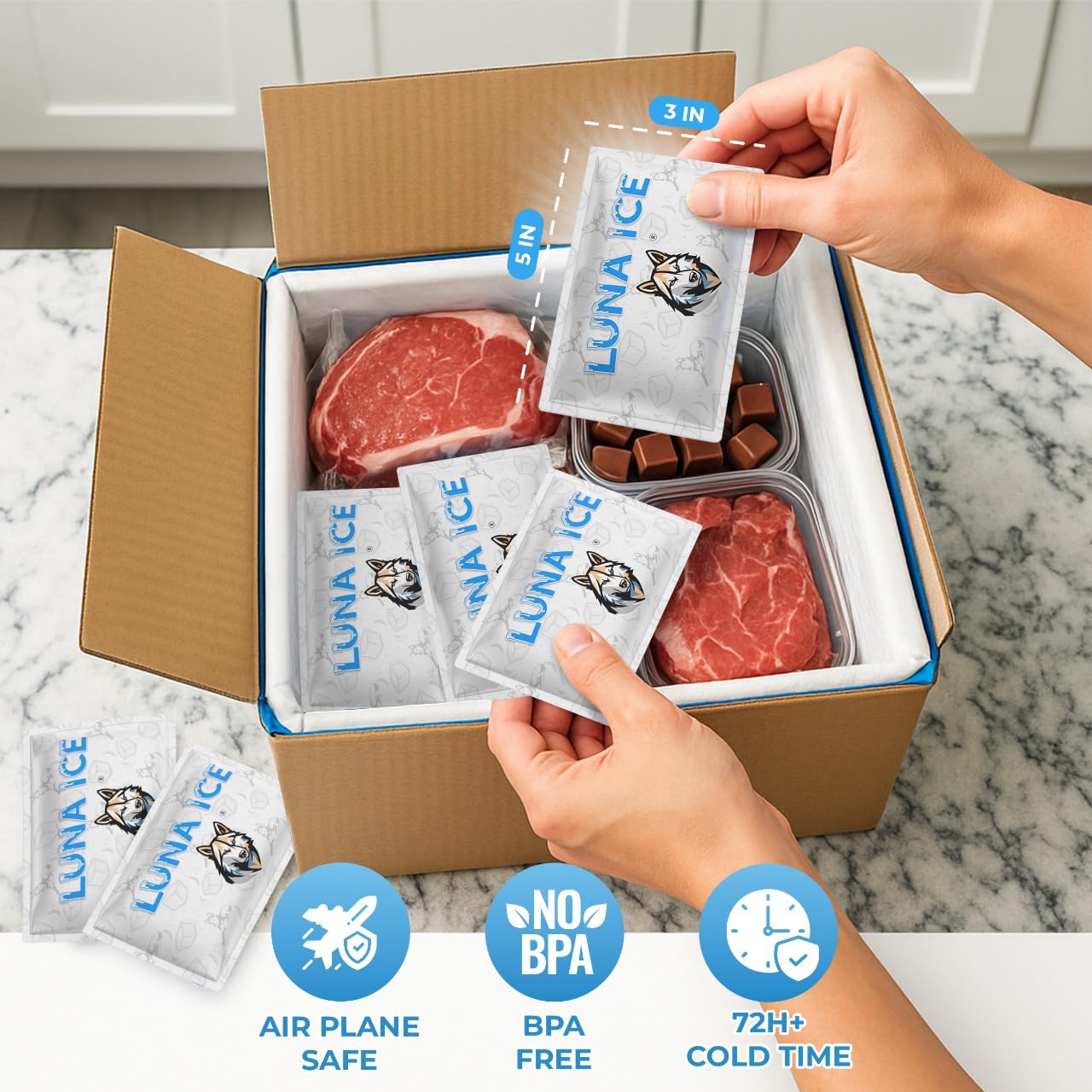 Luna Ice packs gel étanches, réutilisables et sans fuite