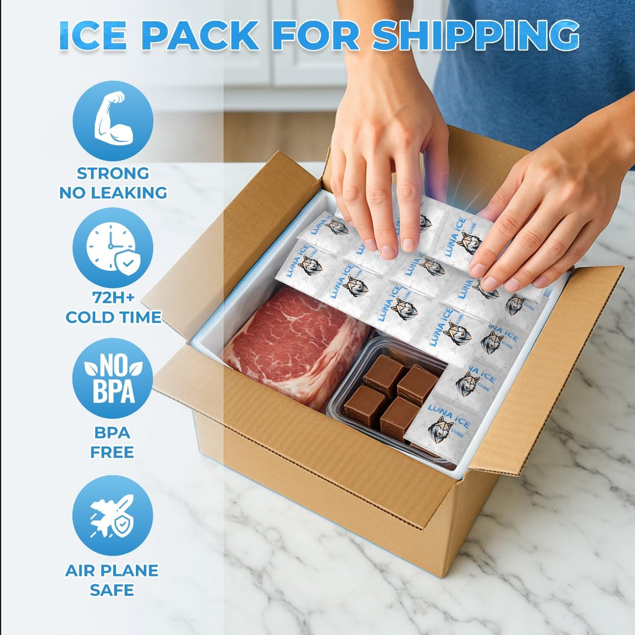 Packs LUNA ICE sans fuite pour glacières et trajets.