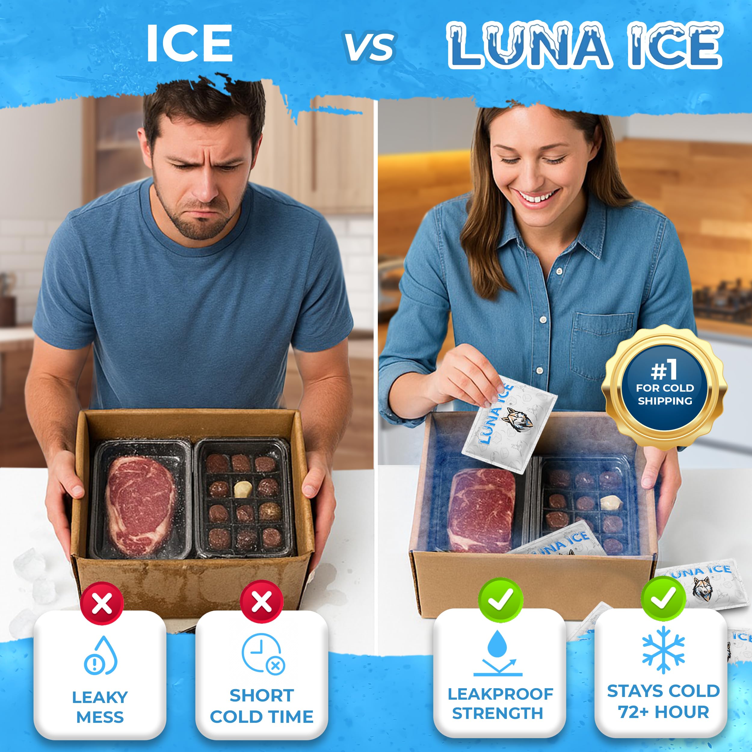 Luna Ice, paquets pour boîte à lunch, garde repas frais toute la journée