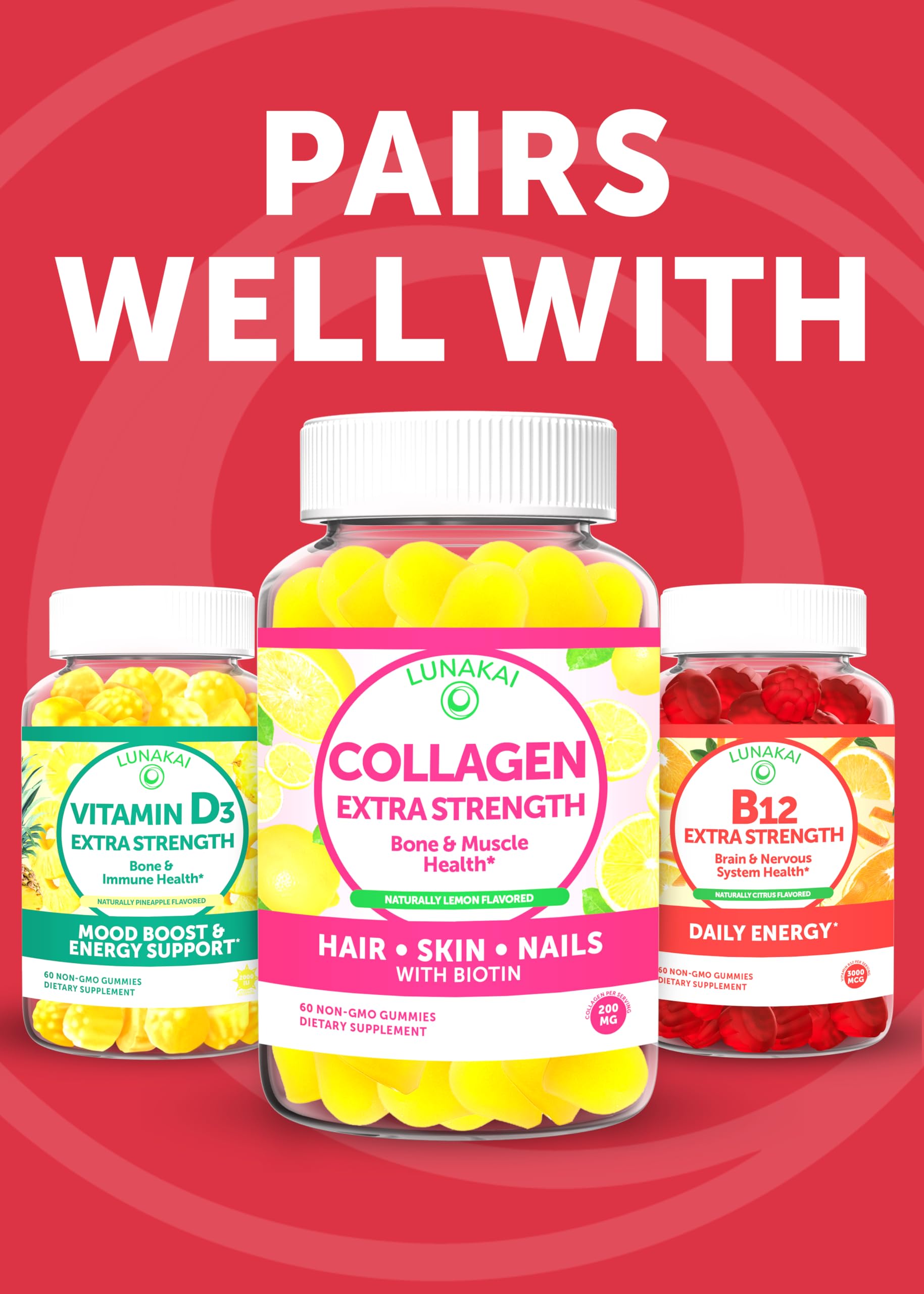 Panneau nutritionnel Lunakai Biotine Gommes, informations claires pour le consommateur.