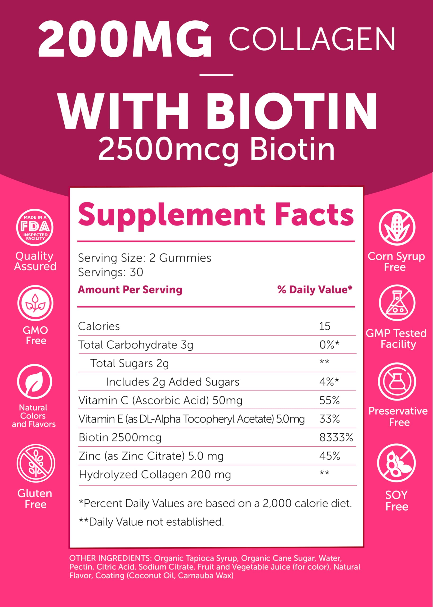 Ingrédients Lunakai: biotine, zinc et vitamines C et E