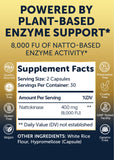 Ingrédients propres Lunakai nattokinase sans OGM ni gluten visibles sur l’emballage.