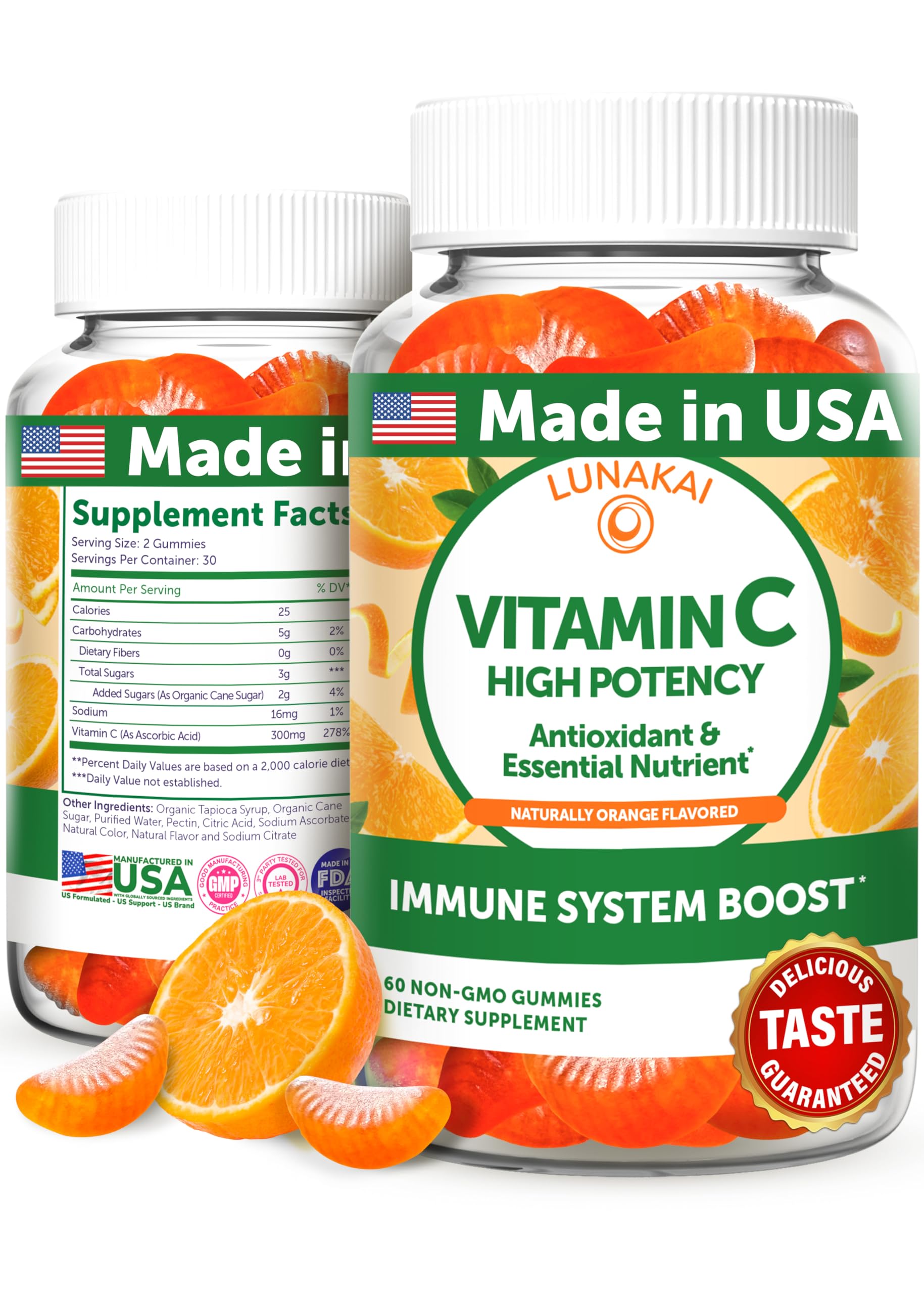 Gélules Lunakai vitamine C orange – bouteille pratique pour la famille