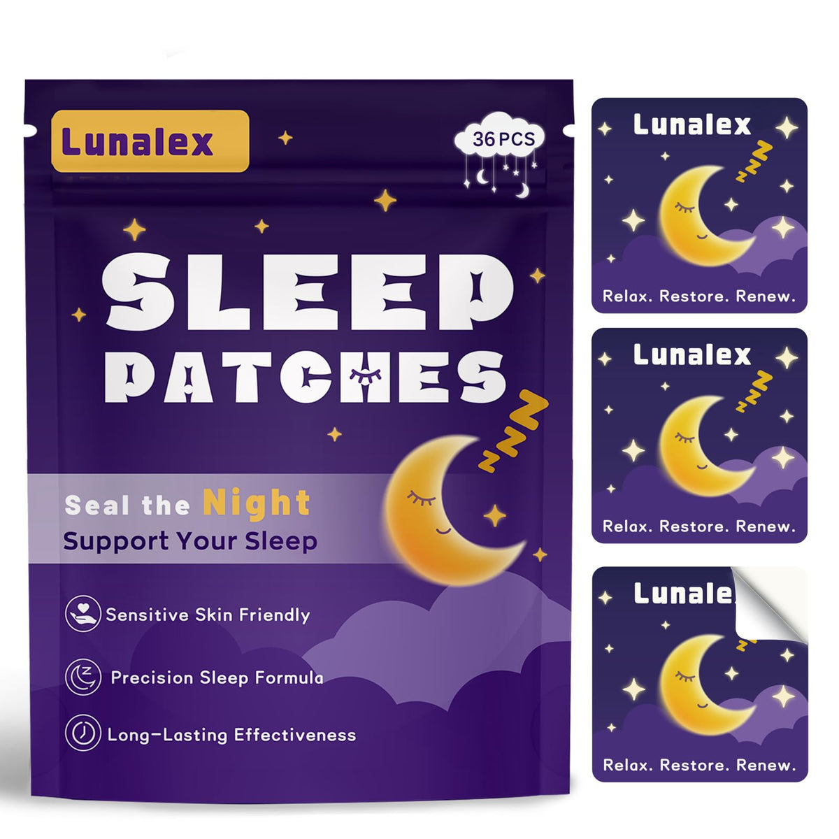 Lunalex patch sommeil sur le cou pour une détente nocturne discrète.
