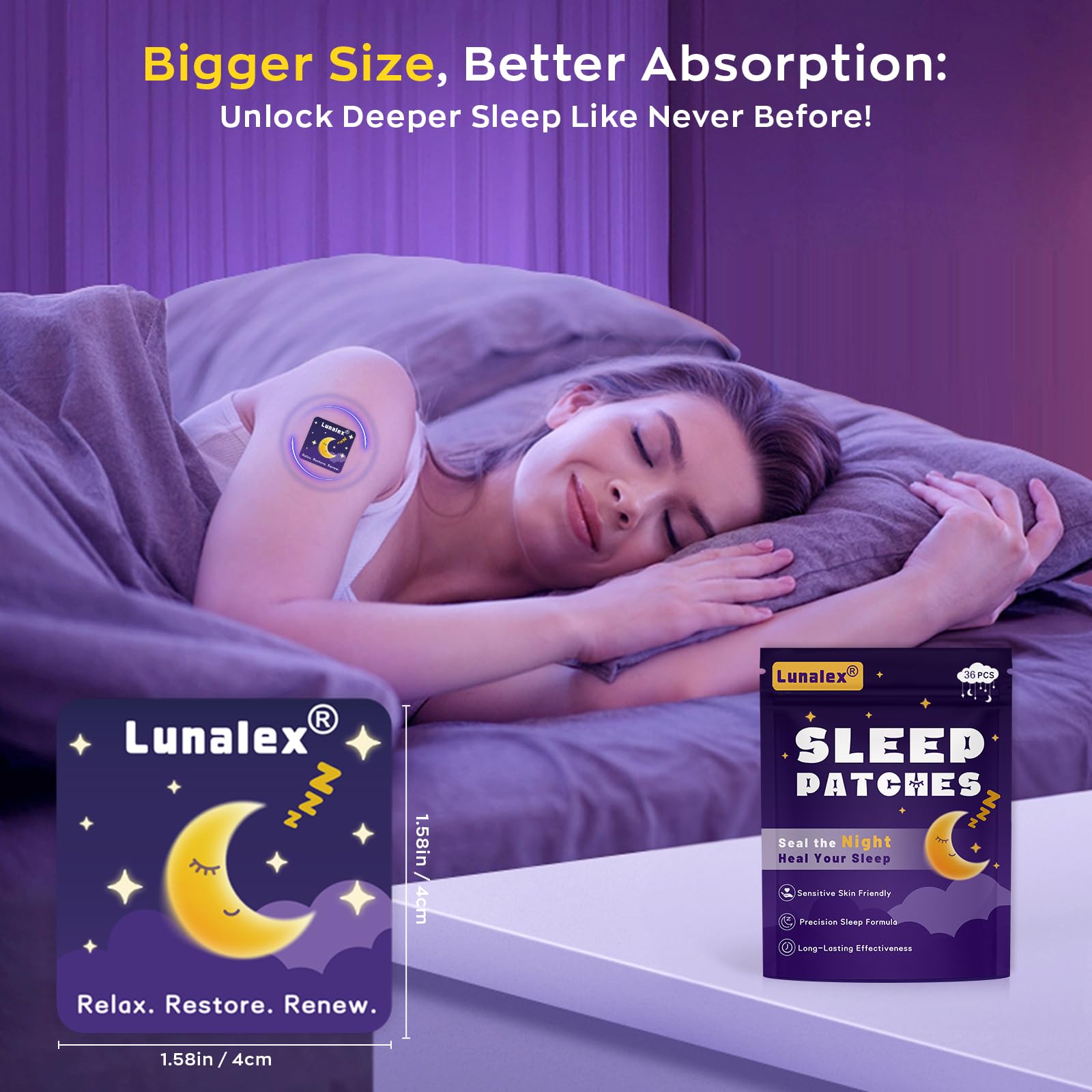 Emballage compact des patchs Lunalex Sleep, facile à emporter.