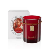 LunaLoved Impératrice Rose Oud, bougie rouge en verre, ambiance chic et relaxante.