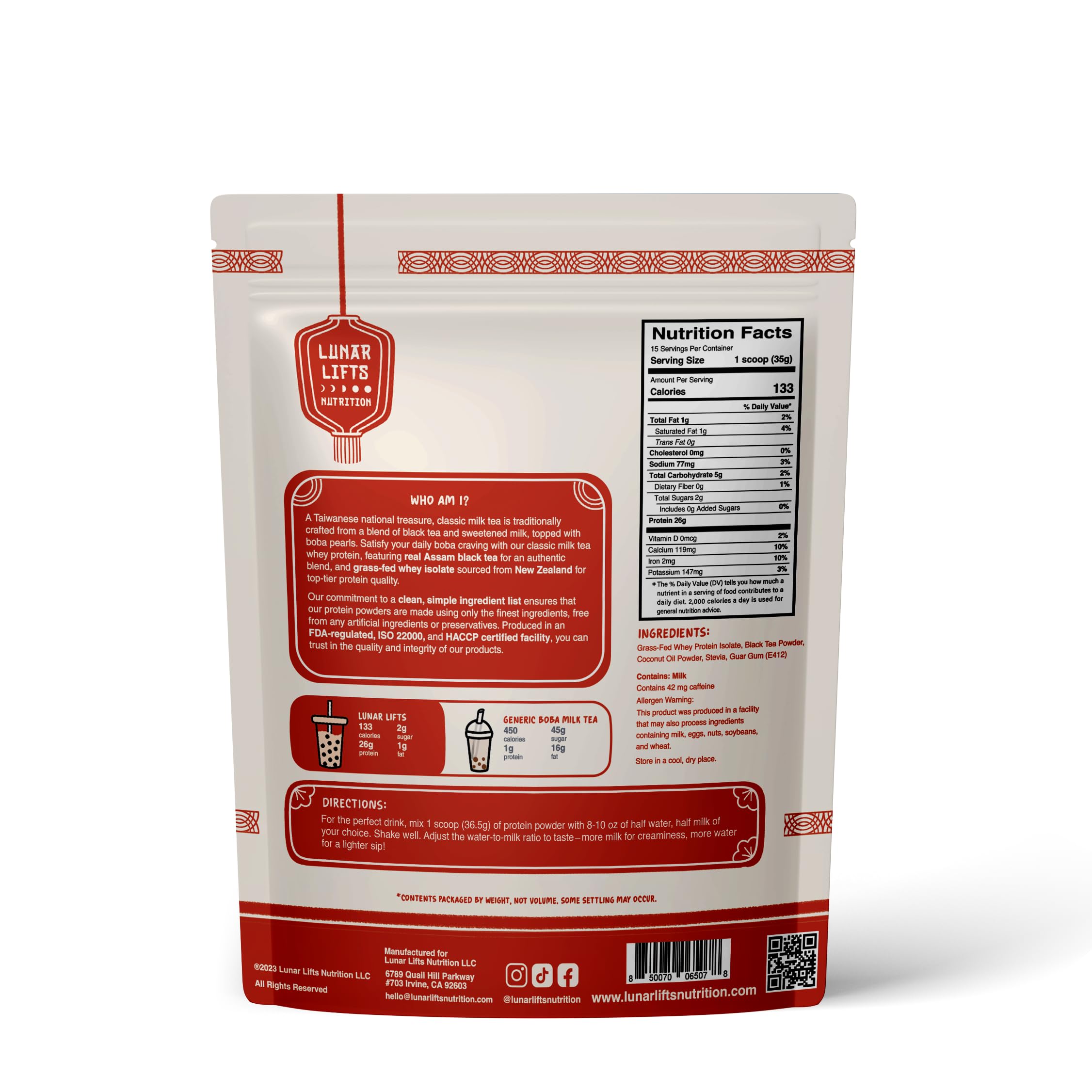 Lunar Lifts Nutrition Assam thé noir réel: saveur authentique de lait.