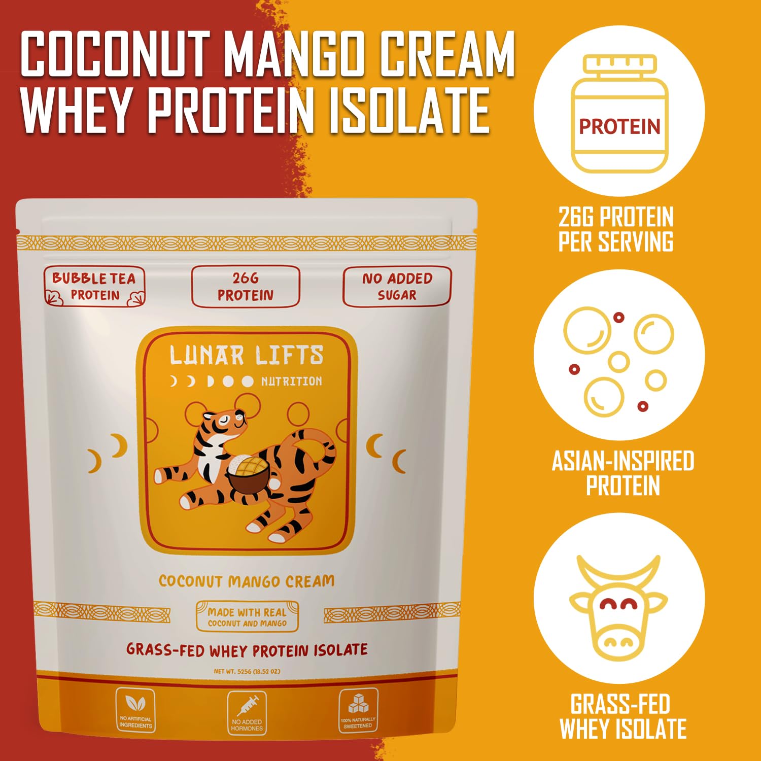 Lunar Lifts Nutrition saveur coco-mangue naturelle, sans artificiels, texture onctueuse