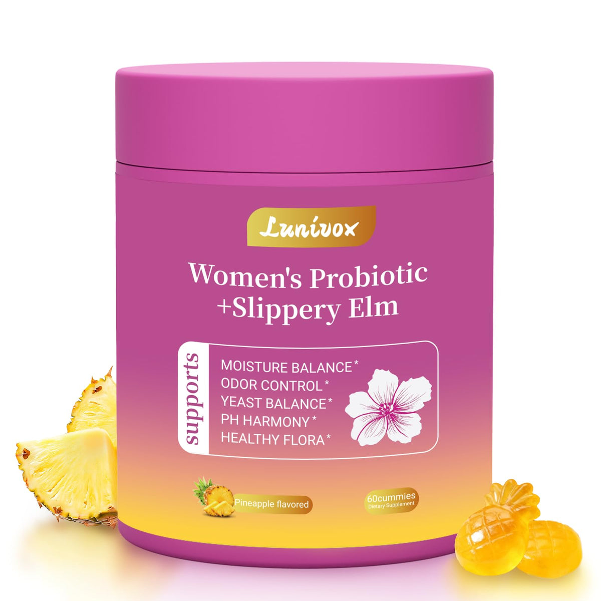 Lunivox probiotiques féminins en bouteille favorisant l'équilibre intime et la fraîcheur.