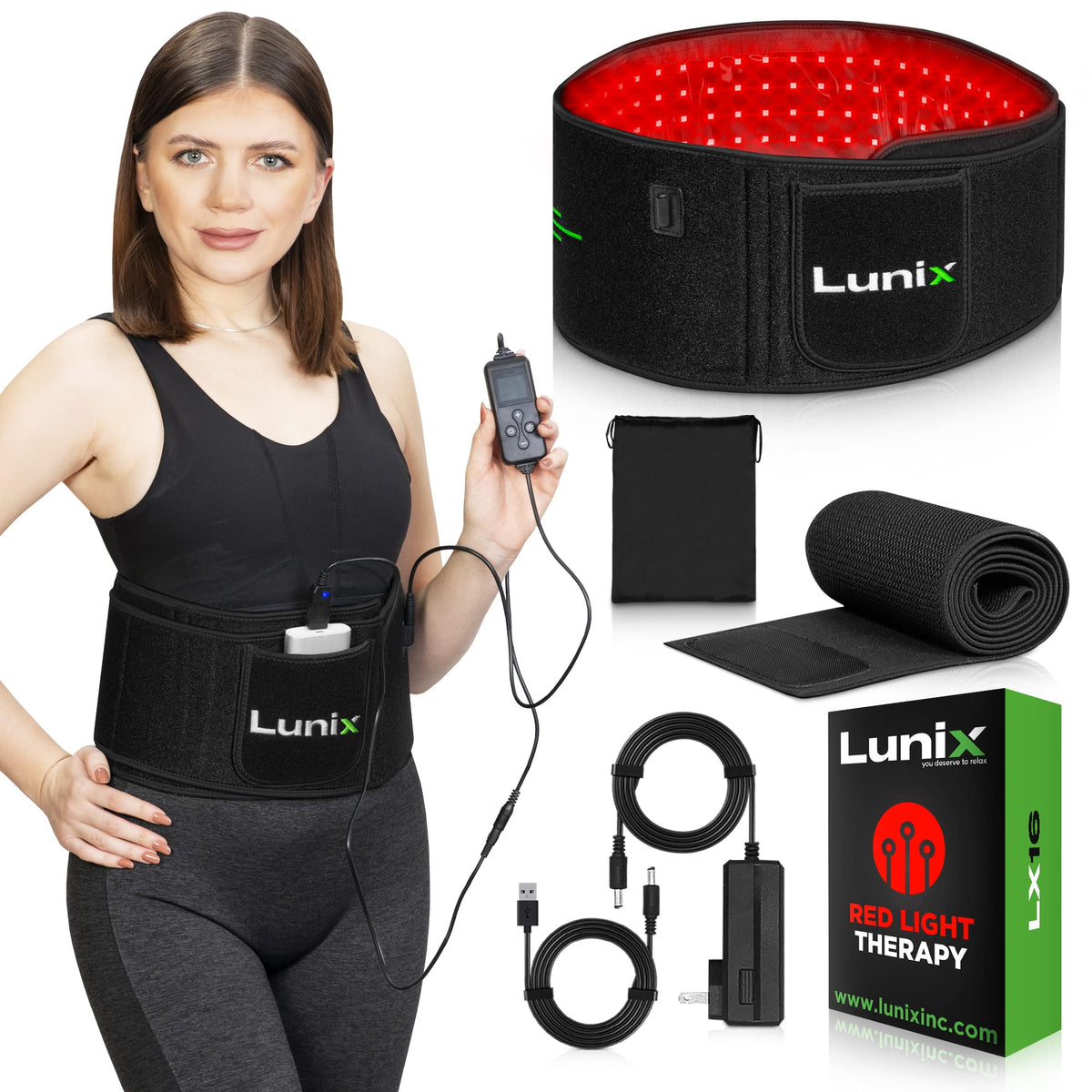 Lunix LX16, ceinture lumière rouge pour circulation et détente musculaire.