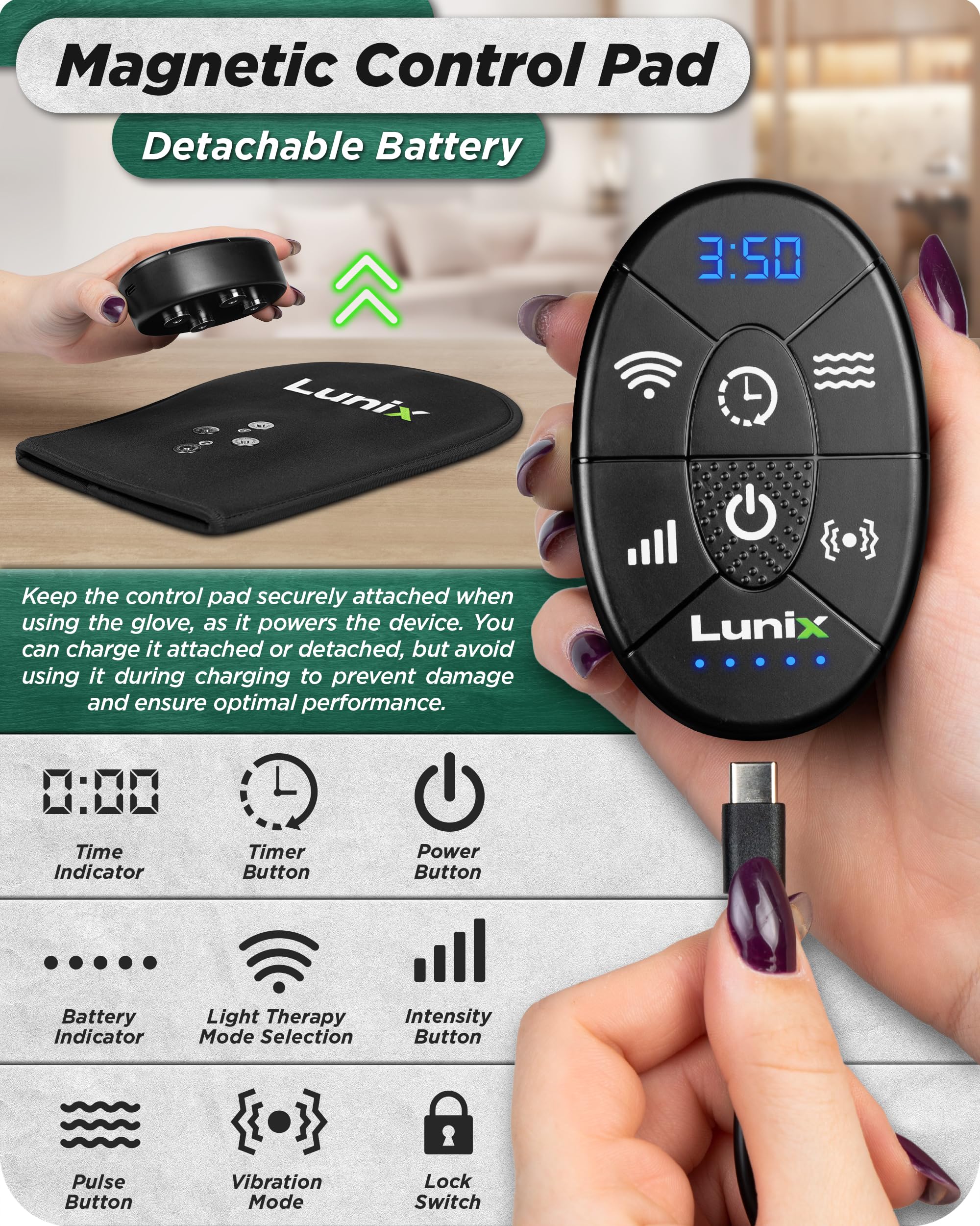 Panneau de contrôle et batterie rechargeable du Lunix LX23.