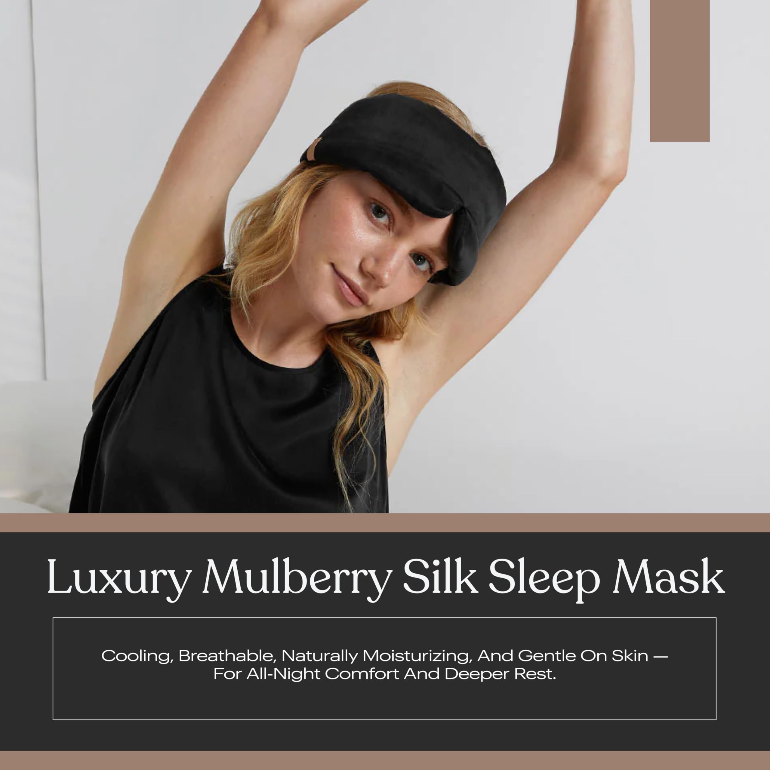 Boîte élégante Lunya avec masque en soie noire, idée cadeau raffinée.