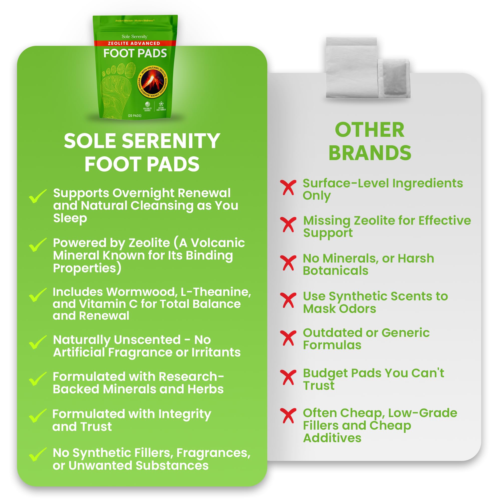 Patch-pieds Sole Serenity de Lure Essentials vinaigre de bambou revitalisation naturelle