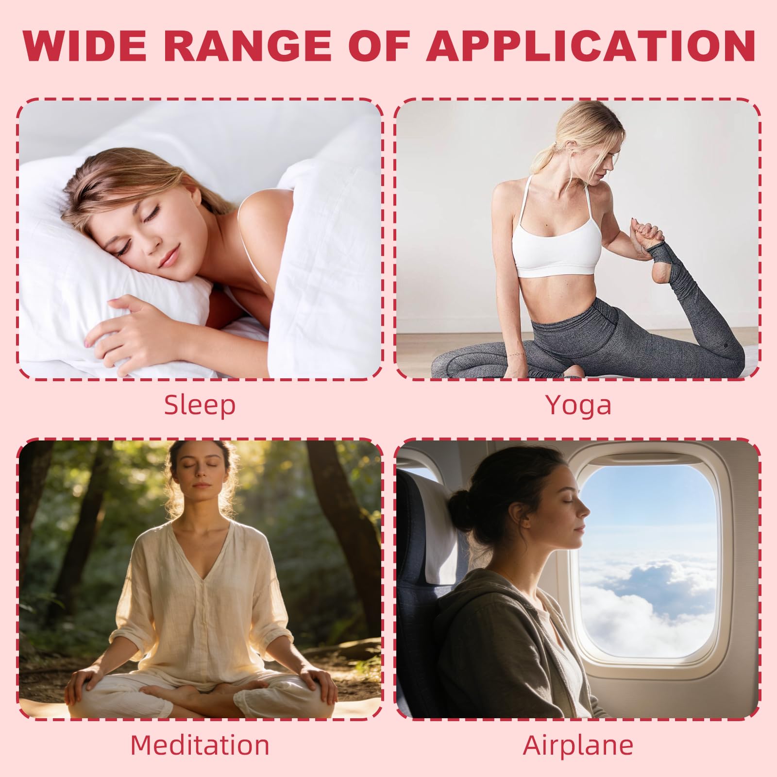 Bandeau LUSTRIB usage voyage yoga zen, pratique légère et discrète.