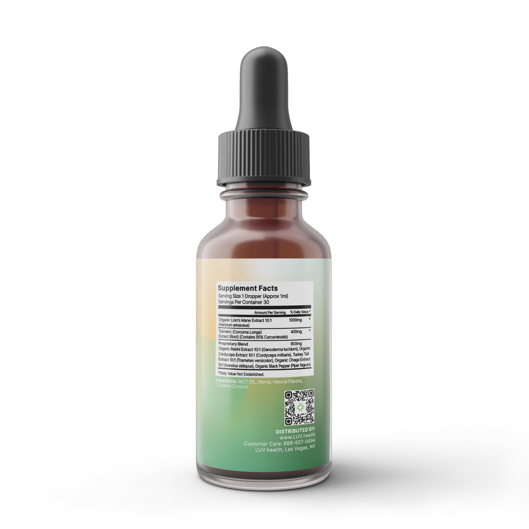 Goutte à goutte LUV health Neuro Drops en démonstration, dosage quotidien pratique.