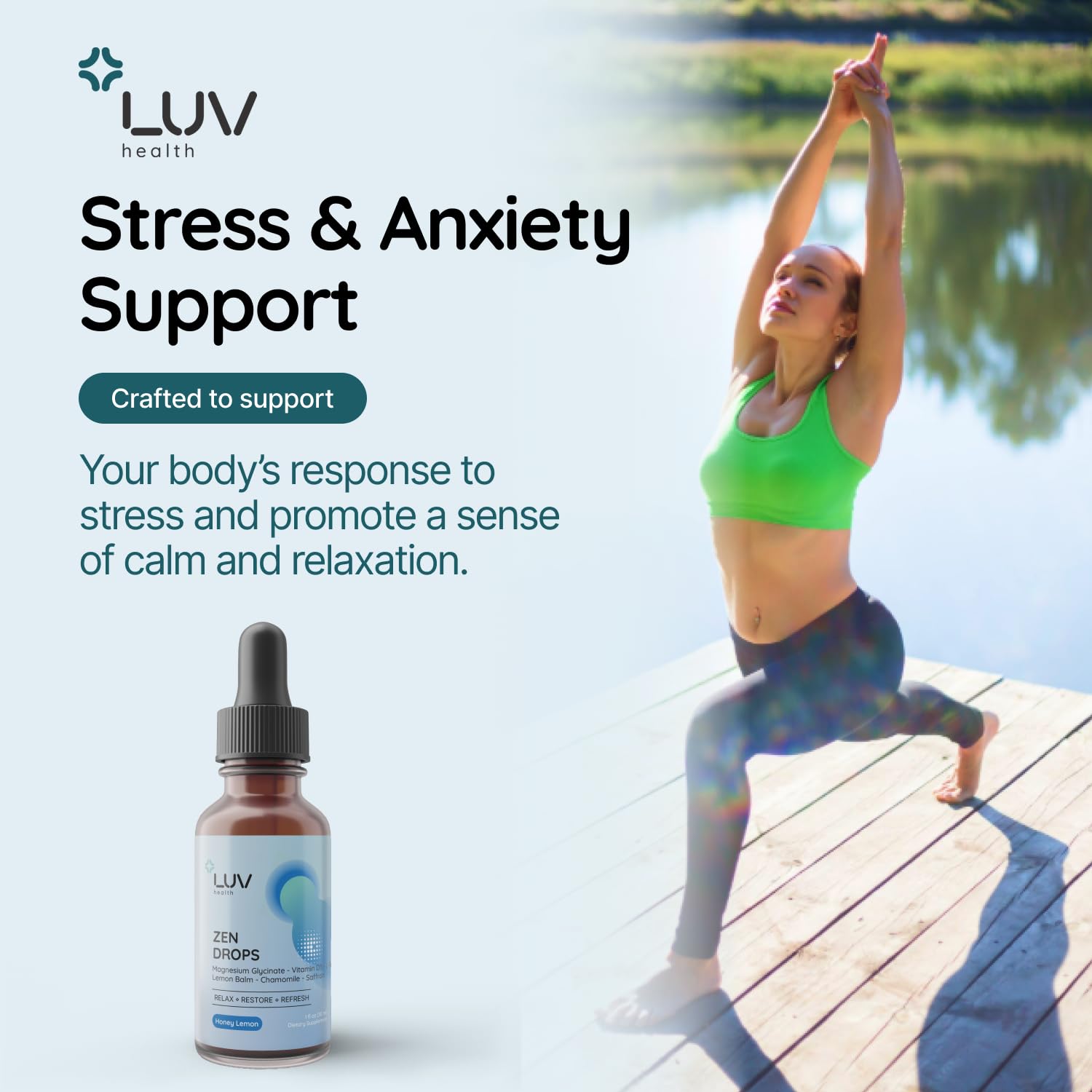 Étiquette Zen Drops LUV health, ingrédients propres et intentions claires