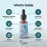 Gouttes Zen Drops LUV health, flacon et compte-gouttes, absorption rapide