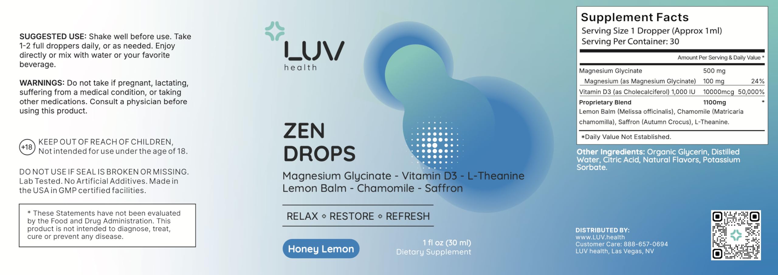 LUV Zen Drops: utilisation quotidienne pour un esprit plus clair et un calme soutenu.