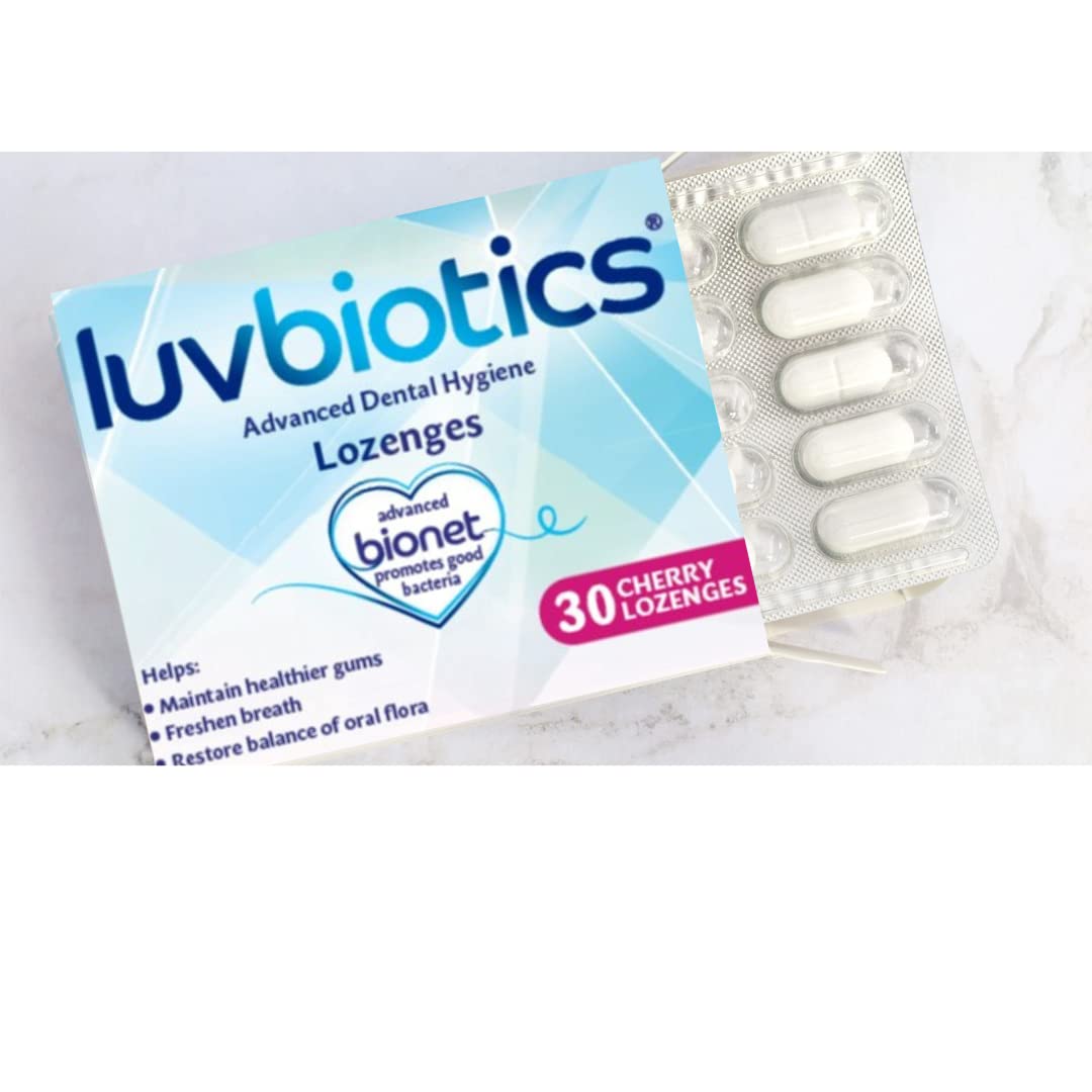 Luv Biotics Pastilles Probiotiques Cerise, xylitol et aloe vera pour le confort.