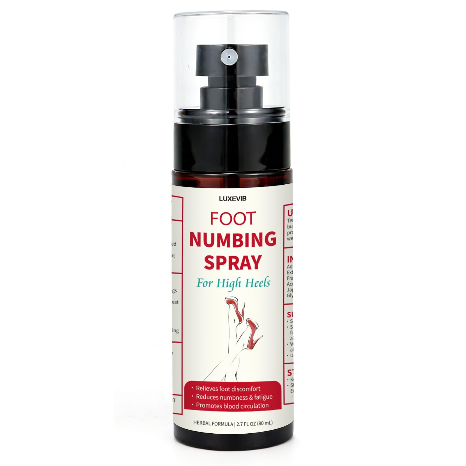 LuxeVib spray-pieds-talons rafraîchit et apaise après de longues heures