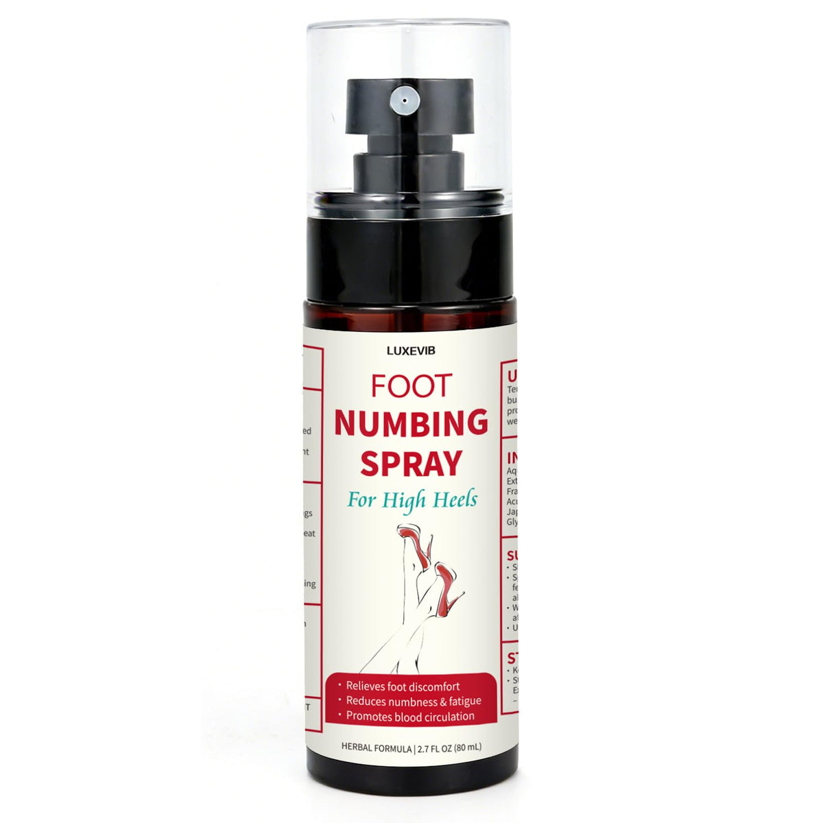 LuxeVib spray-pieds-talons rafraîchit et apaise après de longues heures